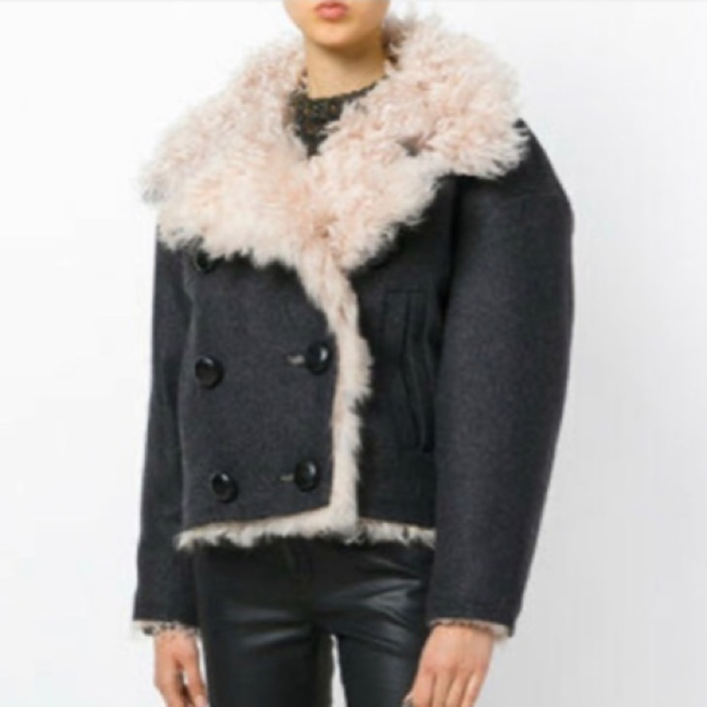 Isabel Marant Berit Shearling Lined pea coat.